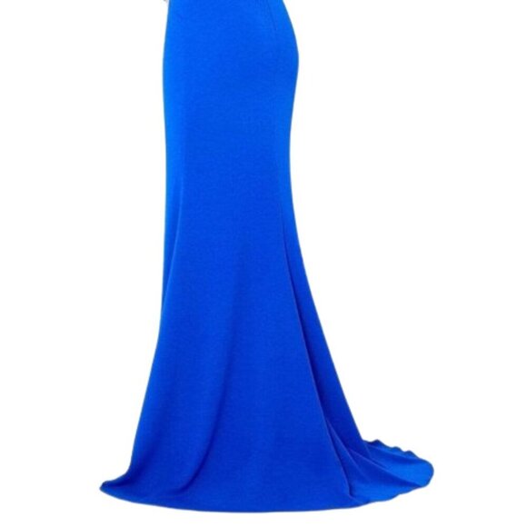 NWT Cameron Blake 221691 Crepe Prom Dress Blue Size 20W - Picture 5 of 7